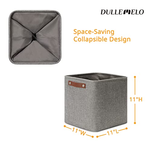 11 inch Cube Stroage Bins 4 Pack Small Grey Square Storage Baskets Cube Organizer (4 Count)