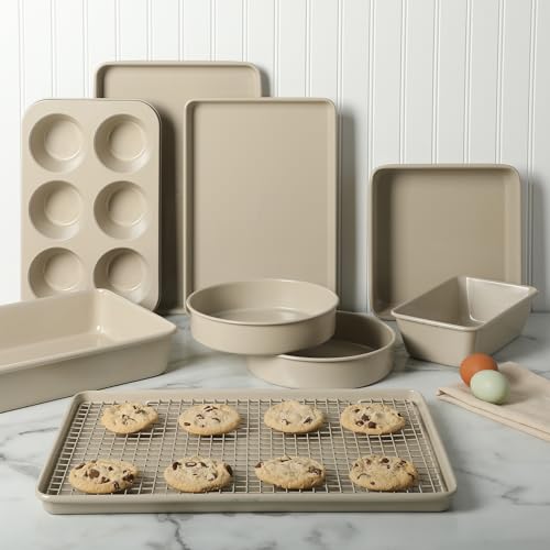 Gallen 10 Piece Baking Pans Ceramic PFA Free Non Toxic Non Stick Bakeware Set (10 Count)