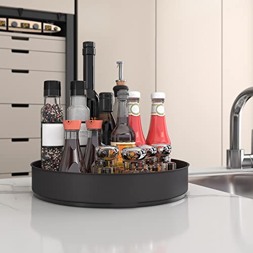 Lazy Susan Stainless Steel Black Spice Rack Turntable for Pantry Cabinet