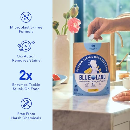 100% Plastic Free Dishwasher Detergent Tablets Set (60 Count)
