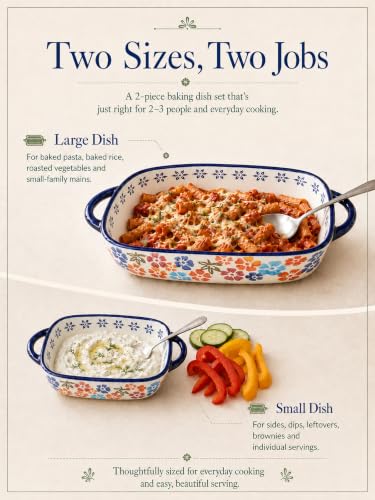 2 Piece Polish Pottery Style Ceramic Baking Dish Set (2 Count)