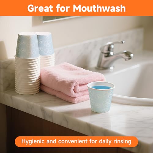 100 Pack 3 oz Bathroom Paper Cups for Mouthwash (100 Count)