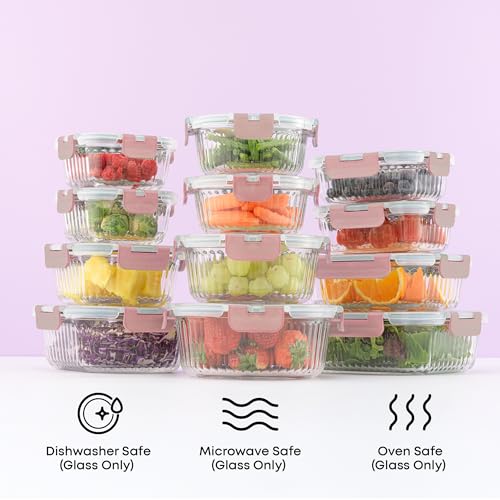 24pc Borosilicate Glass Storage Containers with Lids (24 Count)