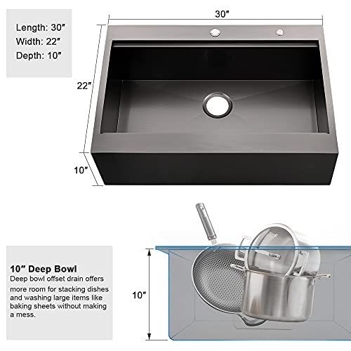 30 Inch Black Farmhouse Kitchen Sink Drop In