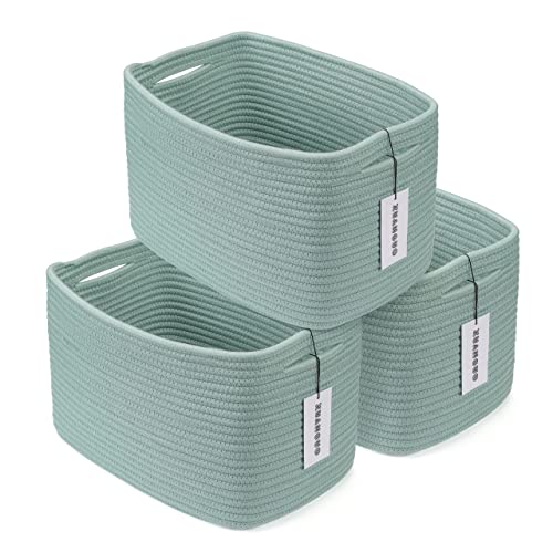 Woven Cotton Rope Storage Baskets 15x10x9.3" 3 Pack Green