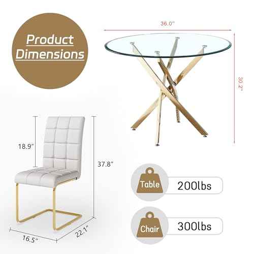 5 Piece Round Glass Dining Table Set (5 Count)