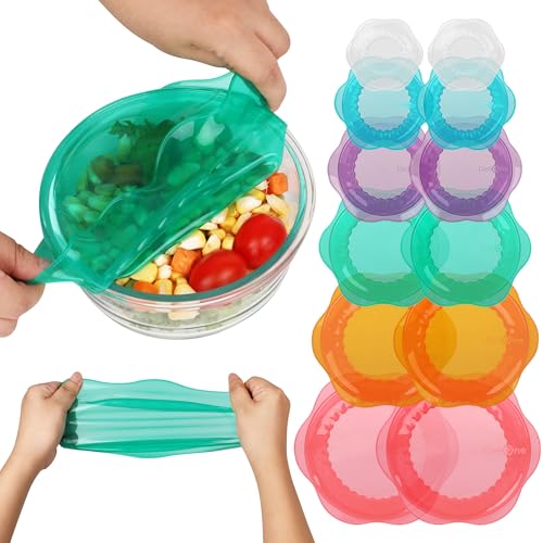 Silicone Stretch Lids for Food Storage in Fridge (12 Count)