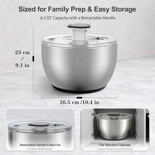6.3 QT Stainless Steel Salad Spinner