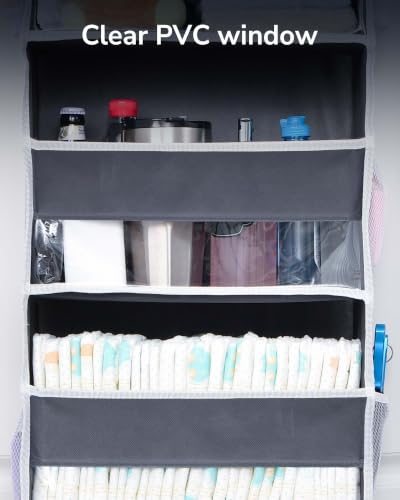 1 Pack Over Door Organizer with 5 Large and 10 Mesh Side Pockets