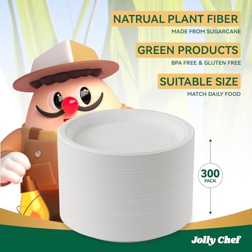 Compostable Heavy Duty Plates 𝟭𝟬 𝗜𝗻𝗰𝗵 [𝟯𝟬𝟬 𝗣𝗮𝗰𝗸] Eco (300 Count)