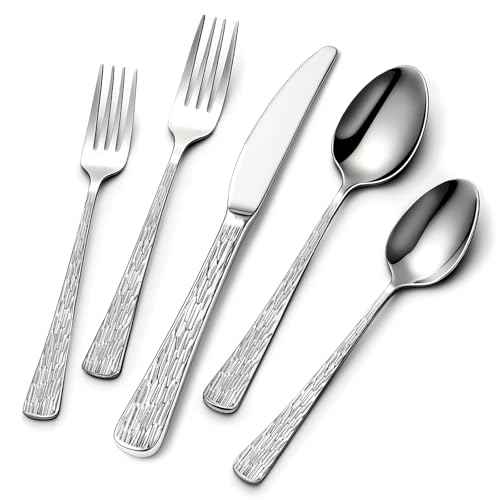 60Piece Hammered Silverware Set (60 Count)