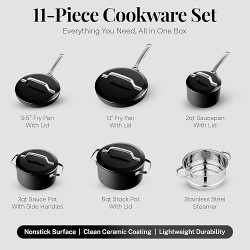 Modern 11 Pc Ceramic Cookware Set