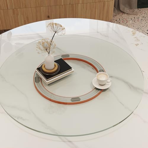 31.5" Lazy Susan for Table Top Tempered Glass Rotating Serving Tray for Dining Table