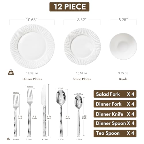 32Pc Bone China Dinnerware & Silverware Set