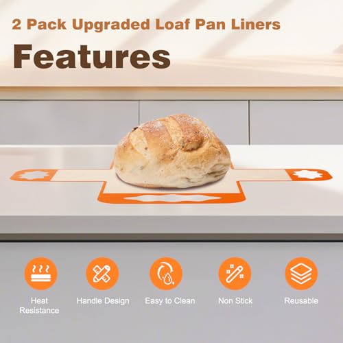 2 Pcs Reusable Silicone Bread Loaf Pan Liners (2 Count)
