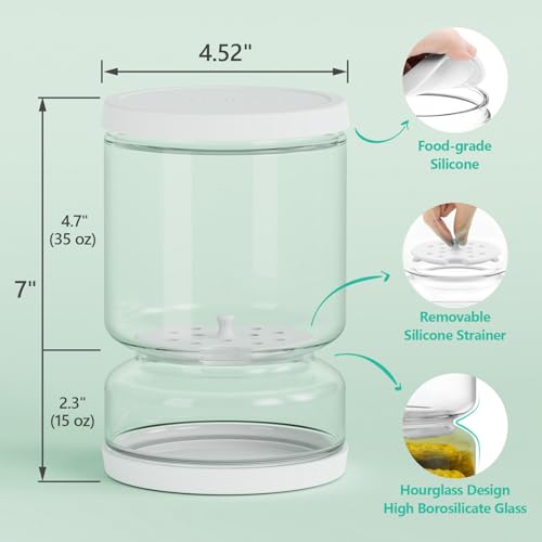 Glass Pickle Container with Strainer