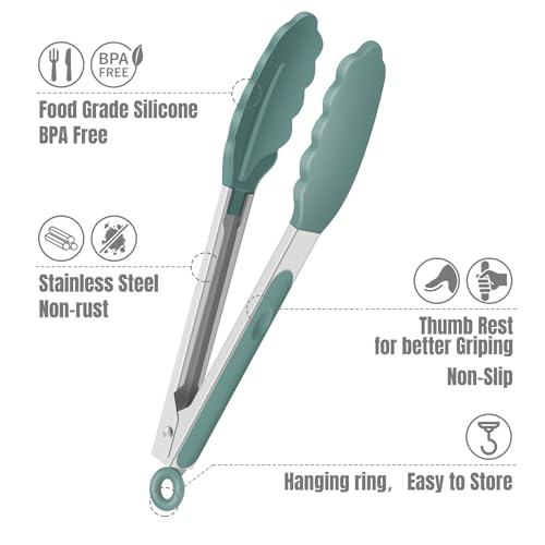 Mini Silicone Kitchen Tongs for Cooking (3 Count)