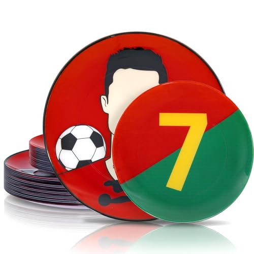 20 Pcs Red Plastic Soccer Plates (20 Count)