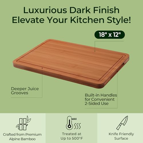 Charcuterie Board Carbonized Bamboo XL With Built