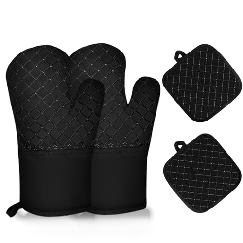 4PCS Oven Mitts and Pot Holders Sets 500°F Pot Holders for Kitchen Heat Resistant Oven Gloves Anti (4 Count)