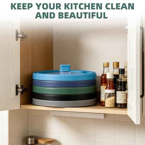 Microwave Splatter Cover Glass Cover Guard Lid with Collapsible Silicone for Food Pot Plate Cover 10.8 inch Dark Green