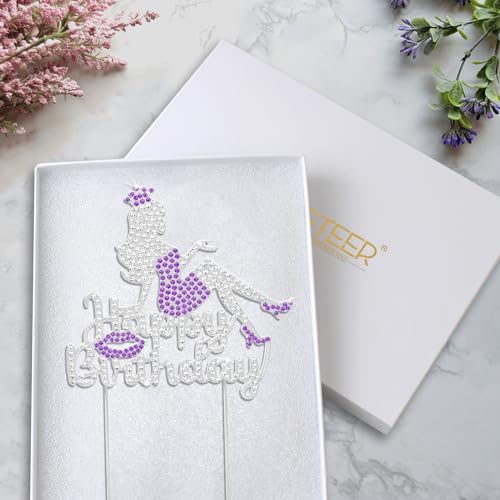 Happy Birthday Crown Queen Lady Rhinestone Cake Topper