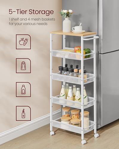 5 Tier Slim Rolling Storage cart with Wheels