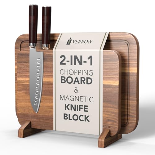 Magnetic Knife Block Countertop and Acacia Wood Chopping Board
