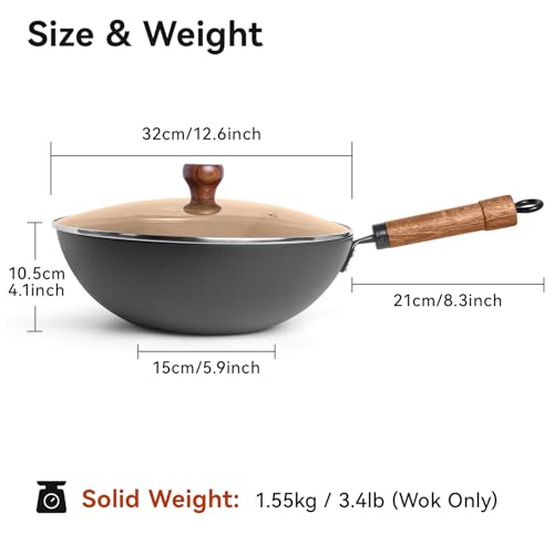 Carbon Steel Wok Pan with Lid