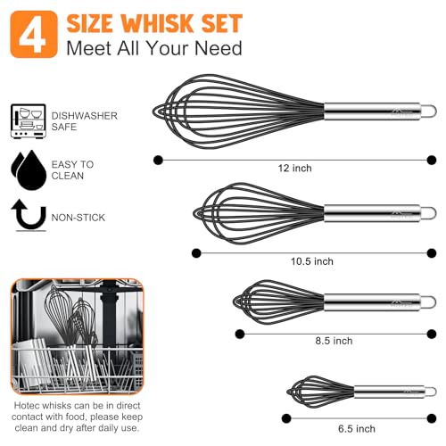 4 Pieces Silicone Whisks Set (4 Count)