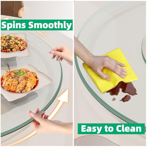 Lazy Susan 30.7 inch Glass Turntable Dining Table Large Round Serving Plate Tabletop Rotating Tray with Swivel Assist System Silent & Smooth Spin