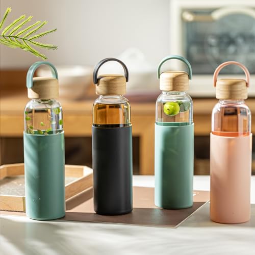21oz Borosilicate Glass Water Bottles with Silicone Non