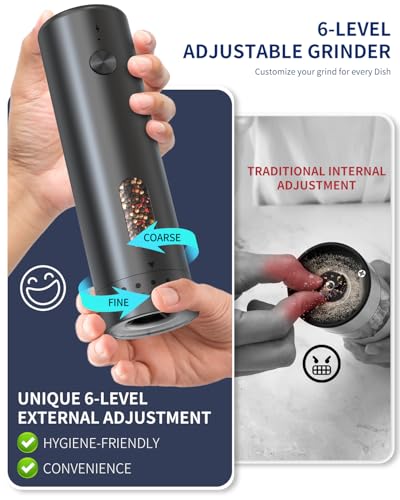 Rechargeable Electric Salt and Pepper Grinder Set with Charging Base (2 Count)