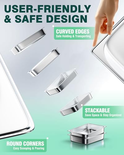 Stainless Steel Steam Table Hotel Pans Set 1 (6 Count)