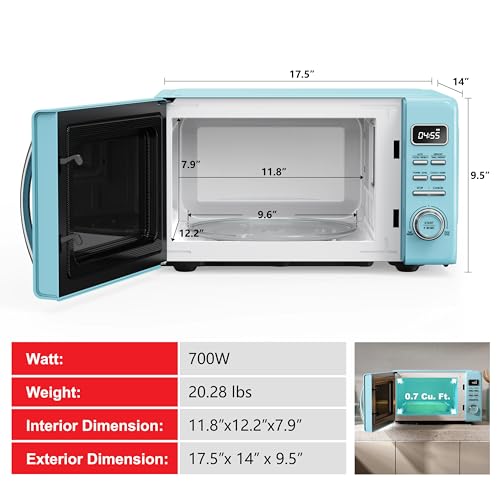 GLCMKZ07BER07 Retro Countertop Microwave Oven with Auto Cook & Reheat