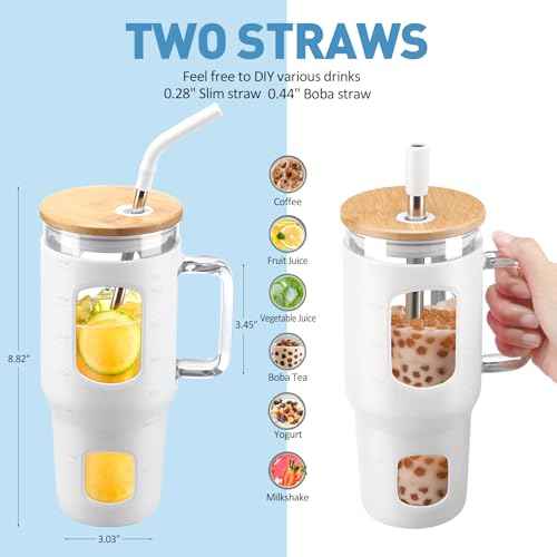 Glass Tumbler with Straw and Lid