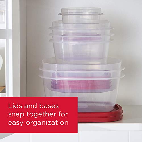 16-Piece BPA-Free Plastic Food Storage Set, Red Vented Lids - Microwave, Dishwasher Safe: Perfect for Meal Prep, Leftovers, and Kitchen Organization (16 Count)