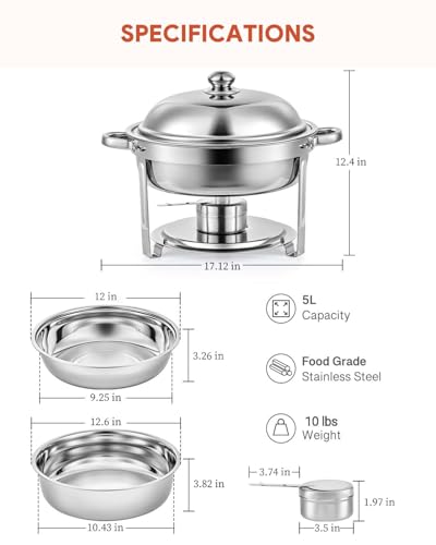 2pcs 5QT Round Chafing Dish Buffet Set