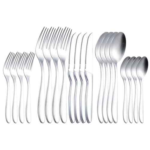 Silverware Set with Steak Knives (20 Count)