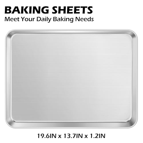 Non Toxic 20x14IN Large Stainless Steel Baking Sheets (2 Count)