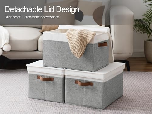 Fabric Storage Bins with Lids (3 Count)