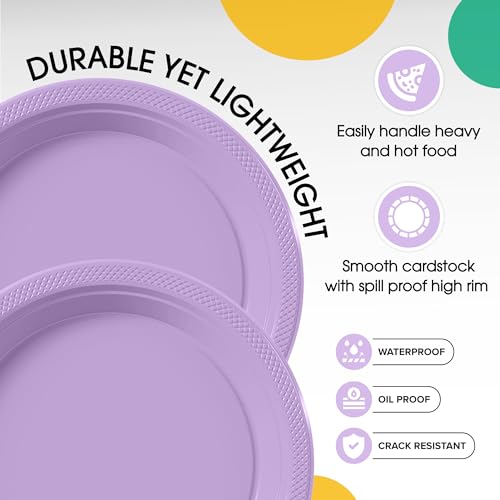 Sturdy Lavender Plastic Plates 9" Party Plates 100 Pcs (100 Count)