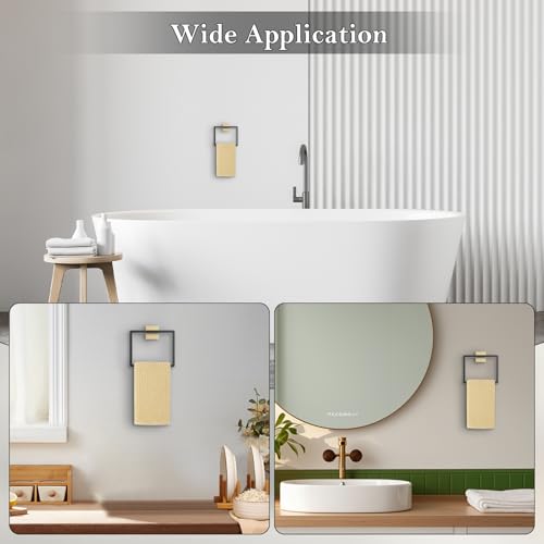 Black and Gold Towel Ring Square Hand Towel Holder Towel Hanger Bathroom Hardware Accessories Stainless Steel Wall