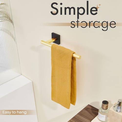 Bathroom Towel Bar Hand Towel Holders Wall Mount Toilet Kitchen Cabinet Paper Holder Stainless Steel Bath Hardware Black with Gold