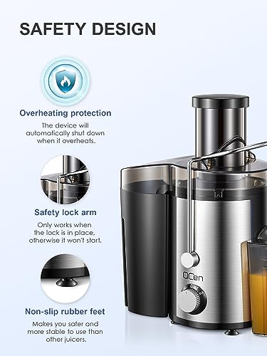 Juicer Machine 800W Centrifugal Juicer with Wide Mouth Feed Chute