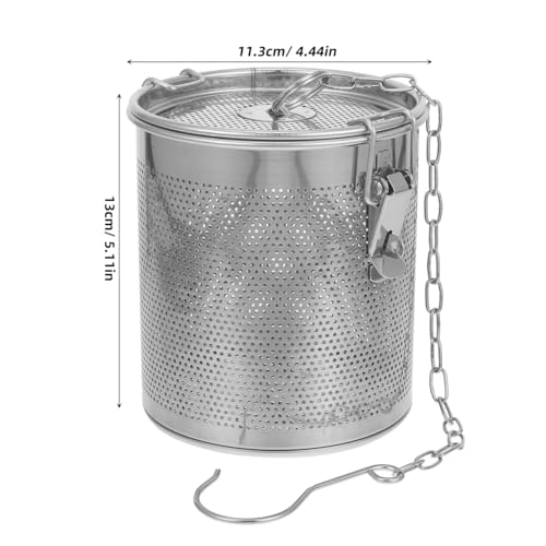 Stainless Steel Soup Seasoning Basket with Fine Mesh Strainer and Long Chain Reusable Spice Bag for Broth Stews and Tea Infusion Easy to Clean 5.11X4.44X4.44In