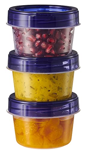 6 Pack Twist Cap Food Storage Containers with Blue Screw on Lid