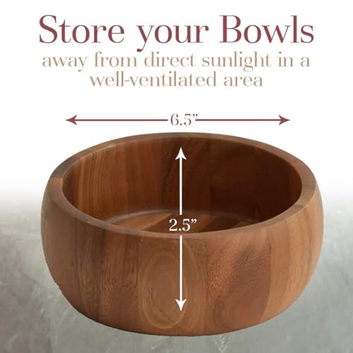 Woodard & Charles Acacia Wood Individual Salad & Snack Bowl
