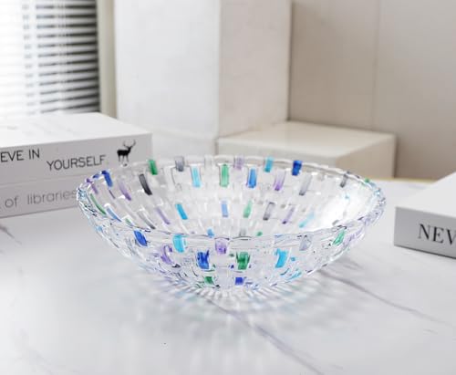 Hand Painted Blue Woven Glass Crystal Salad & Fruit Bowl Decoration