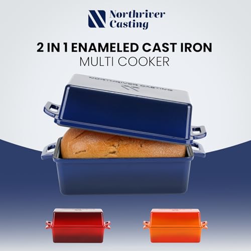 2 in 1 Enameled Cast Iron Bread Pan with Lid